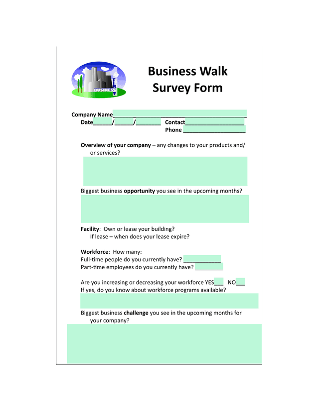 Business Walk Survey Form screenshot