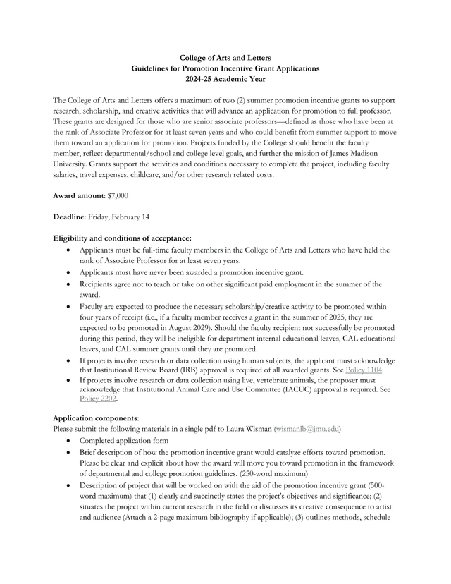 Guidelines For Promotion Incentive Grant Applications screenshot