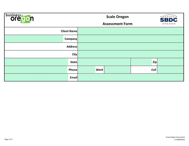 Grow Oregon Assessment screenshot