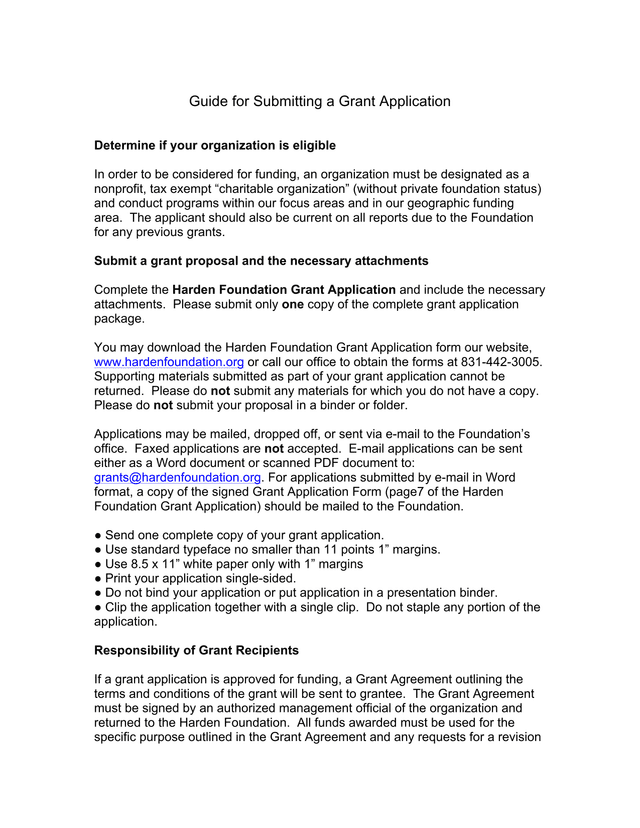Guide For Submitting A Grant Application screenshot
