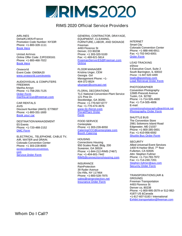 RIMS 2020 Official Service Providers screenshot