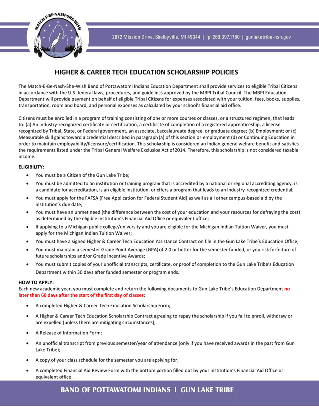 HIGHER  CAREER TECH EDUCATION SCHOLARSHIP POLICIES screenshot