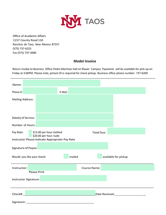 Model Invoice screenshot