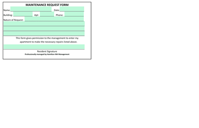 Maintenance Request Form screenshot