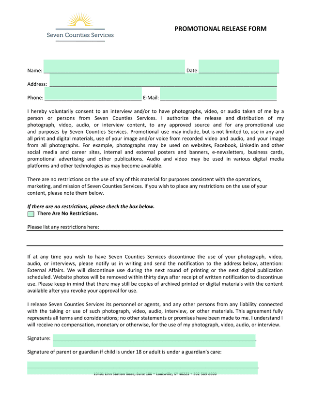 Media Release And Consent Form screenshot