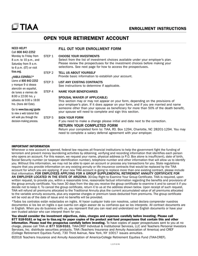 ENROLLMENT INSTRUCTIONS OPEN YOUR RETIREMENT ACCOUNT screenshot