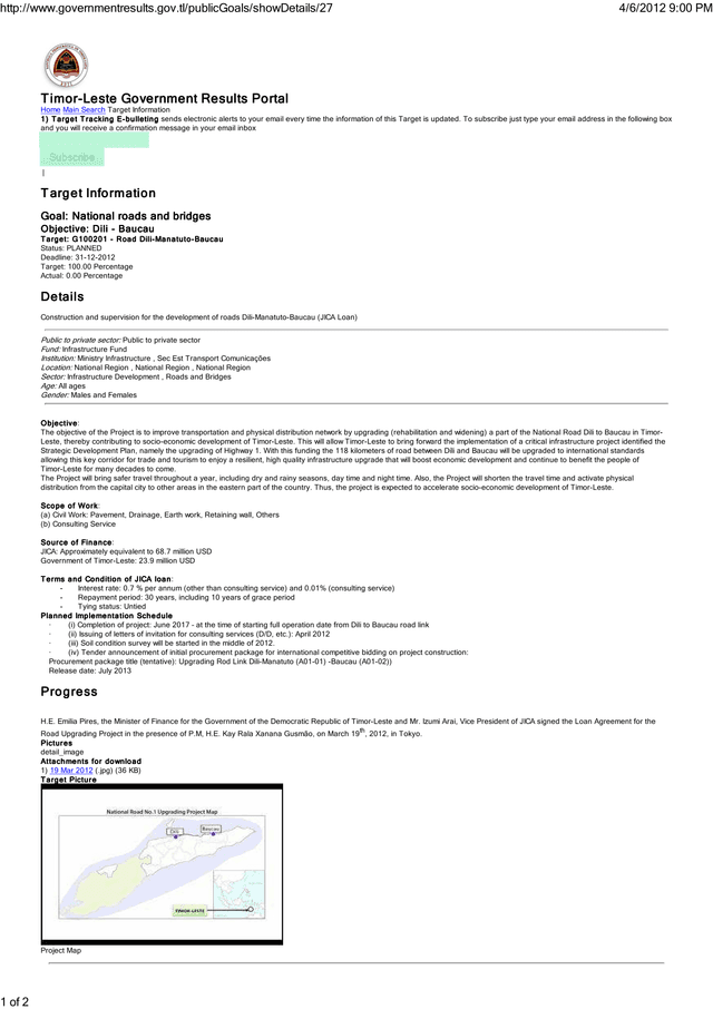 Timor Leste Government Results Portal screenshot