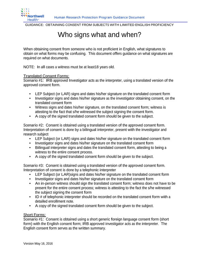 Guidance Obtaining Consent From Subjects With Limited English Proficiency screenshot