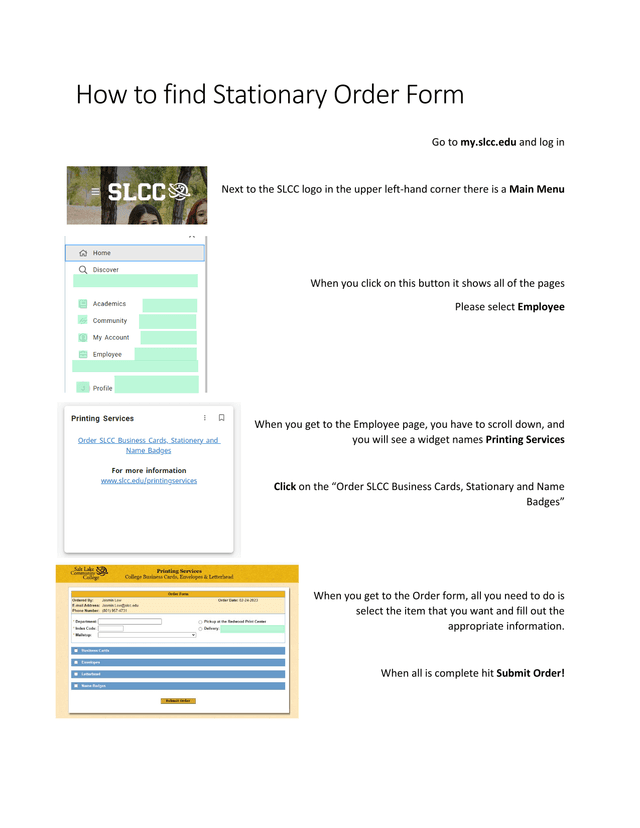 Stationary Order Form screenshot