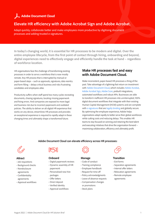 Adobe Document Cloud For HR Solution Brief screenshot