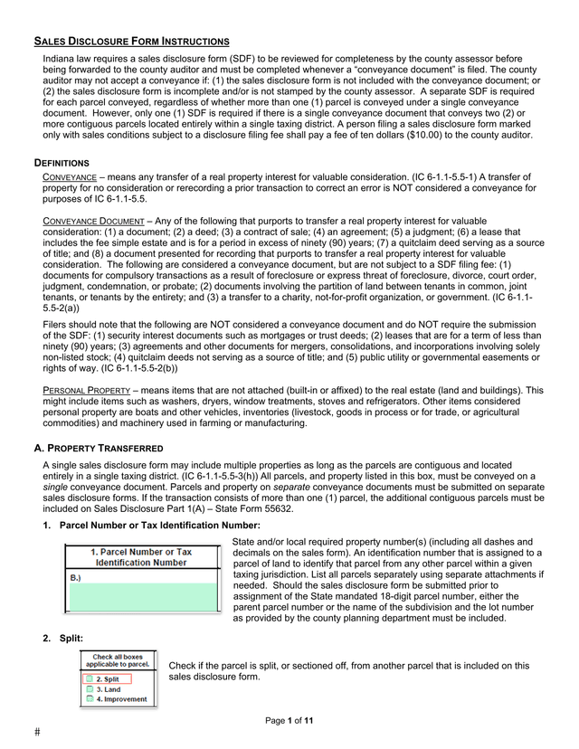 Sales Disclosure Form Instructions screenshot