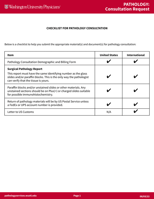 Pathology Consultation Request screenshot