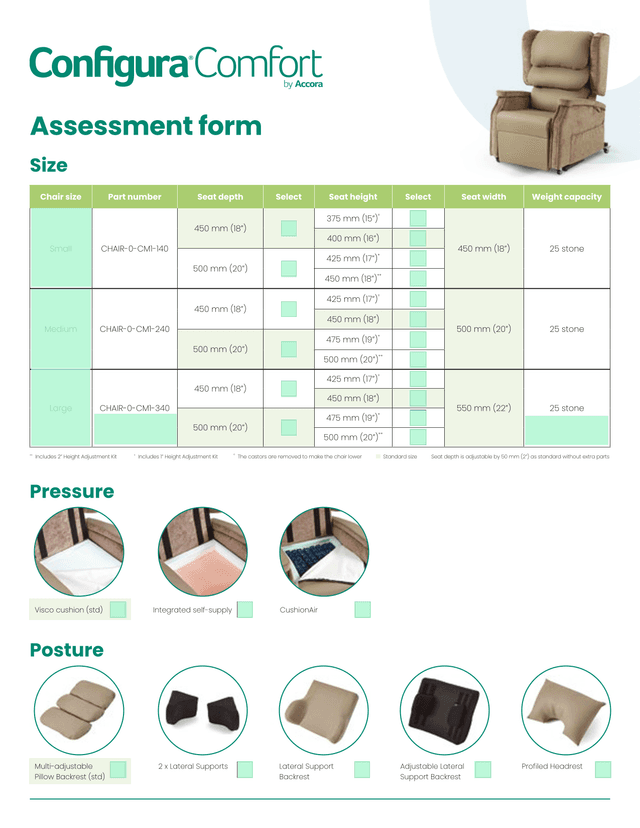Chair Assessment And Delivery Environmental Questionnaire screenshot