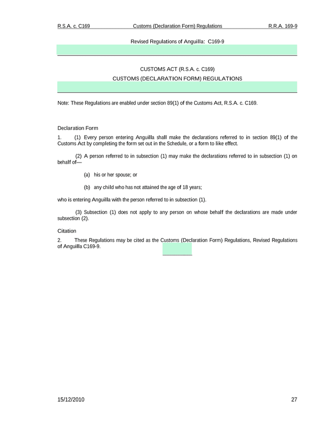 Customs (Declaration Form) Regulations screenshot