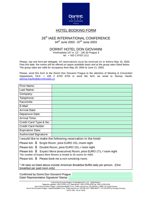 HOTEL BOOKING FORM screenshot