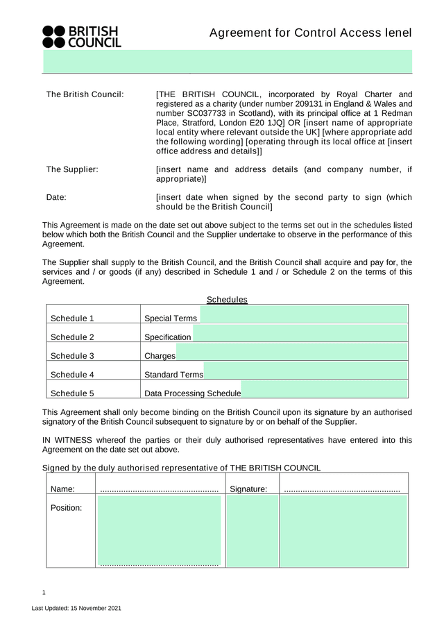 Agreement For Control Access Lenel screenshot