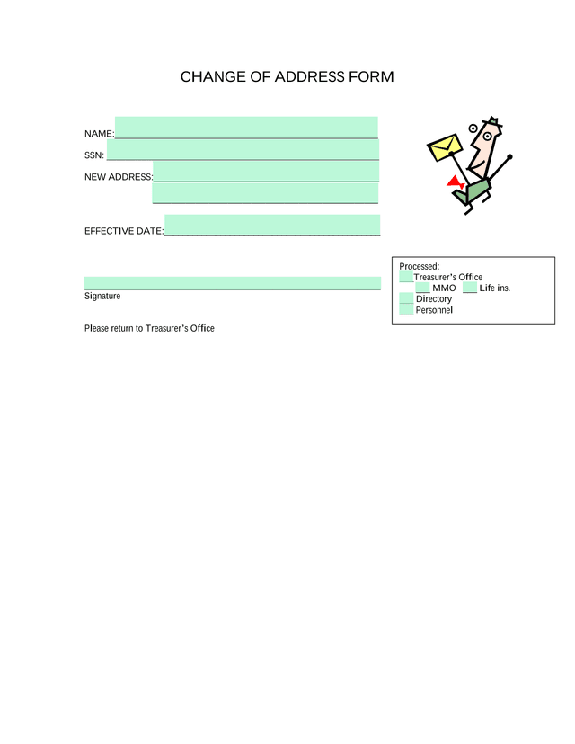 Change Of Address Form screenshot