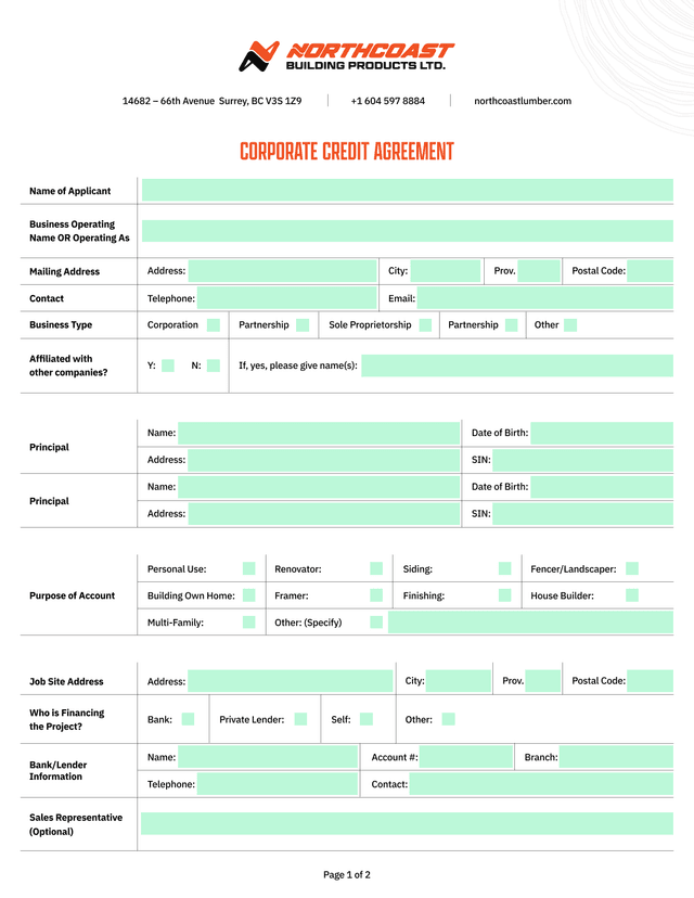 CORPORATE CREDIT AGREEMENT screenshot