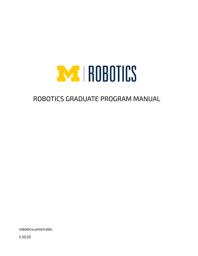 ROBOTICS GRADUATE PROGRAM MANUAL screenshot