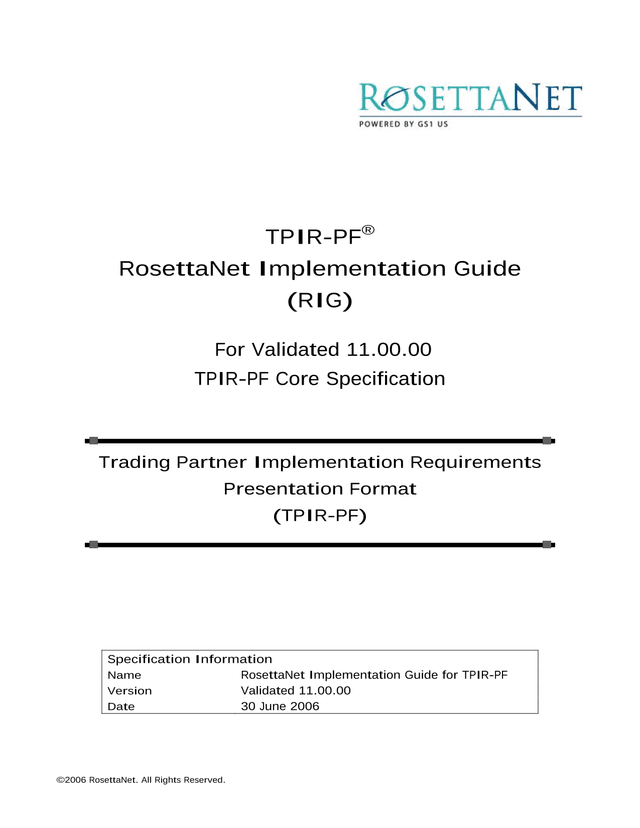 TPIR PF RosettaNet Implementation Guide (RIG) screenshot
