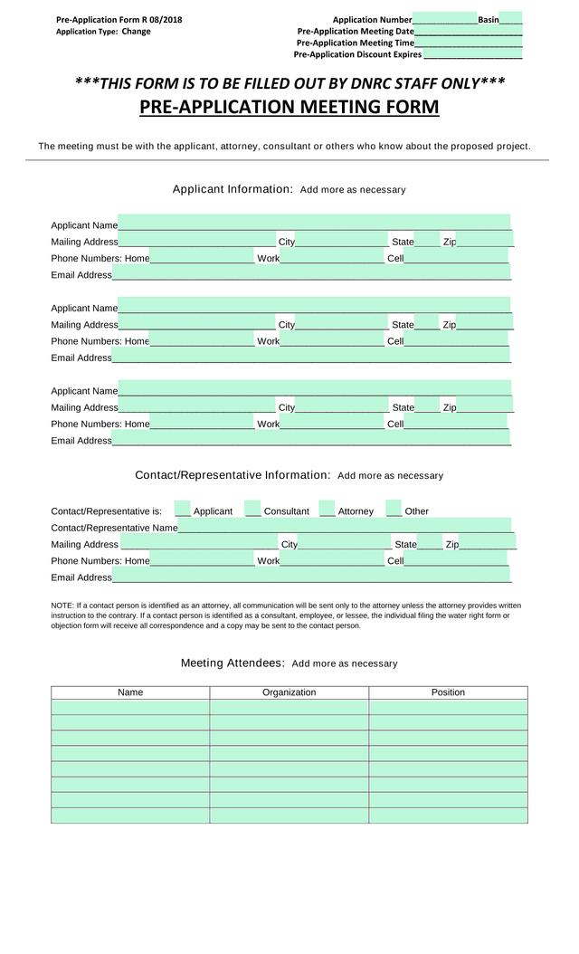Pre Application Form R screenshot