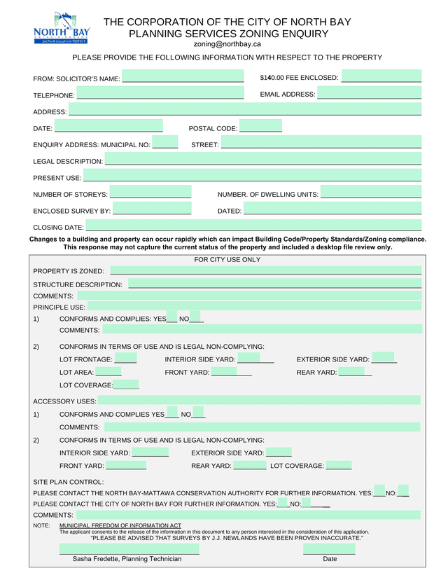 Planning Services Zoning Enquiry screenshot