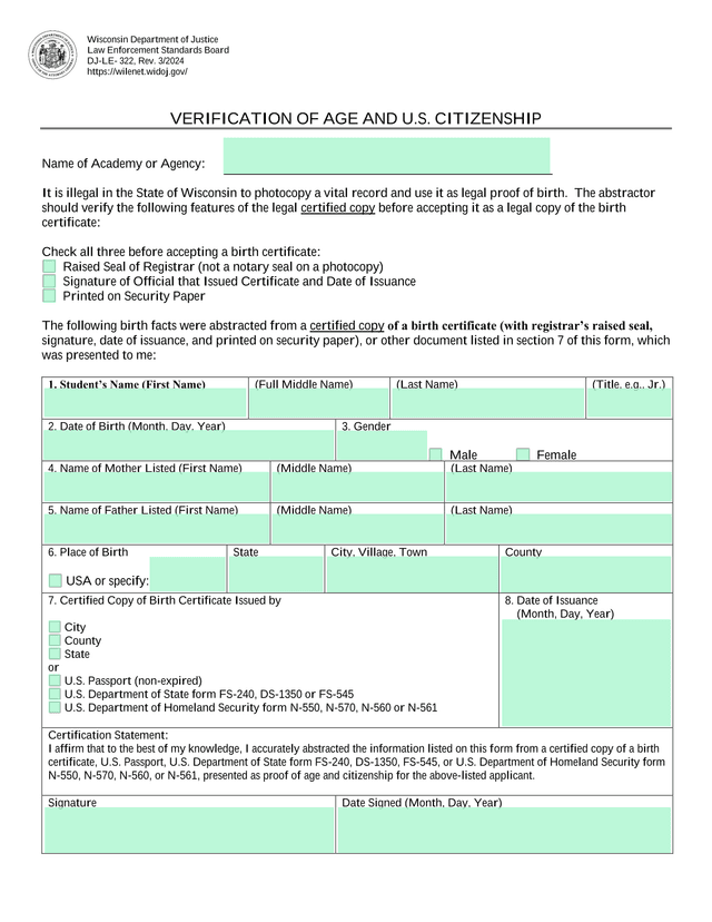 VERIFICATION OF AGE AND U.S. CITIZENSHIP screenshot