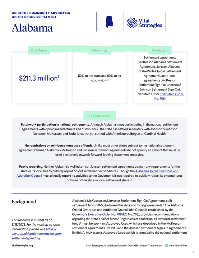 Guide For Community Advocates On The Opioid Settlement   Alabama screenshot