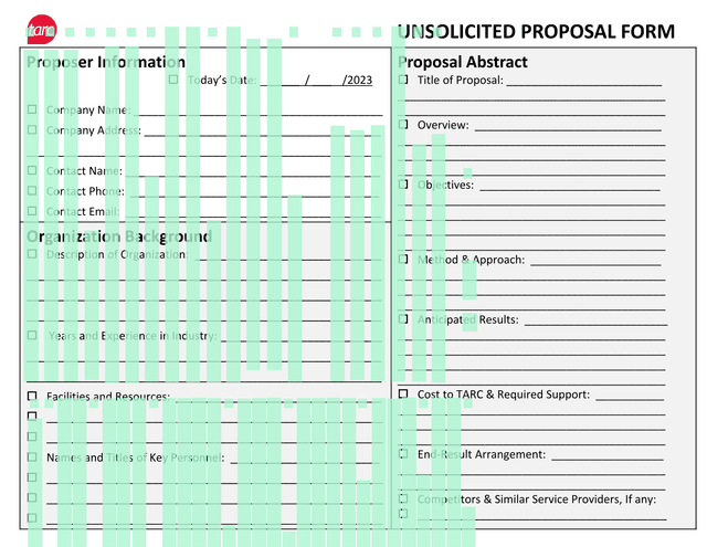 UNSOLICITED PROPOSAL FORM screenshot