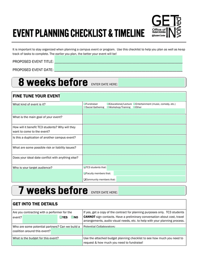 Campus Event Planning Checklist screenshot