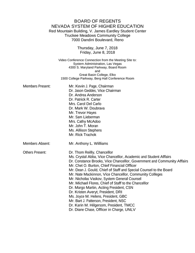 Board Of Regents Meeting Minutes screenshot