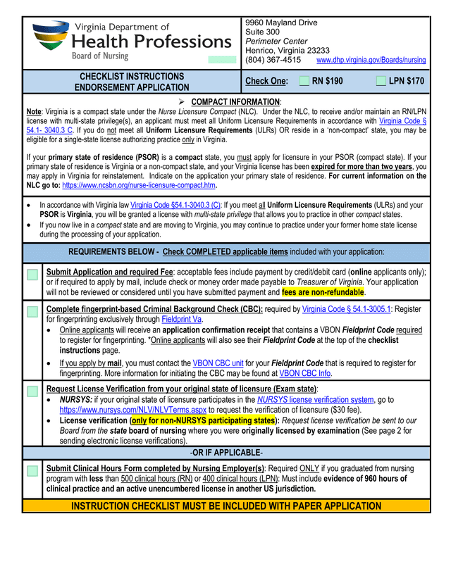 Endorsement Application   Nurse Licensure screenshot