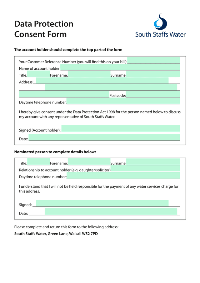 Data Protection Consent Form screenshot