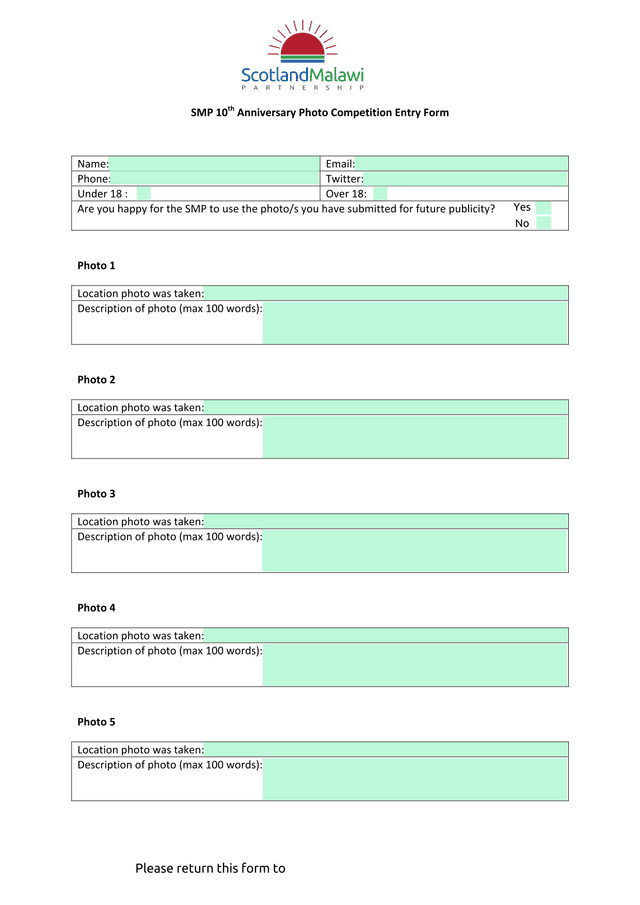 SMP 10th Anniversary Photo Competition Entry Form screenshot