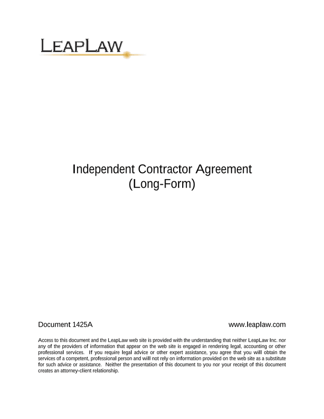 Independent Contractor Agreement (Long Form) screenshot