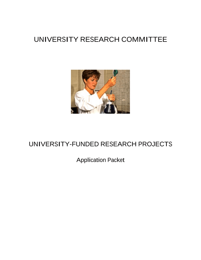 University Research Committee Research Projects Application Packet screenshot