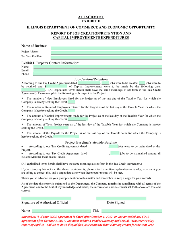Report Of Job CreationRetention And Capital Improvements Expenditures screenshot