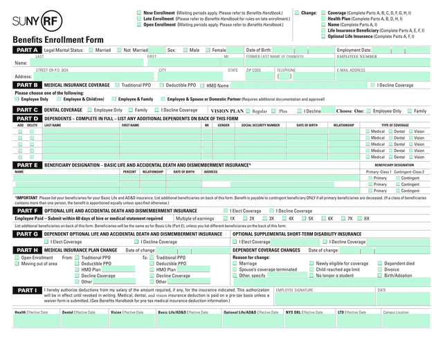 Benefits Enrollment Form screenshot