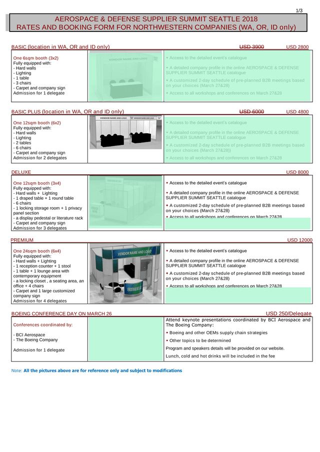AEROSPACE  DEFENSE SUPPLIER SUMMIT SEATTLE 2018 RATES AND BOOKING FORM screenshot
