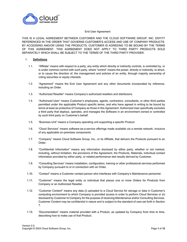 End User Agreement screenshot