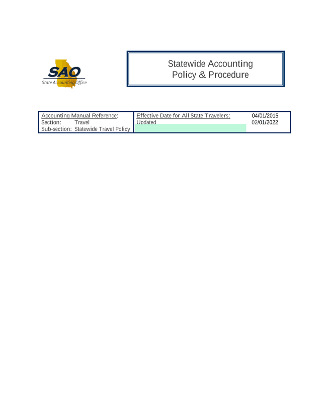 Statewide Travel Policy screenshot