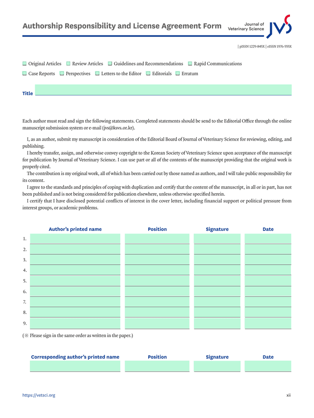 Authorship Responsibility And License Agreement Form screenshot