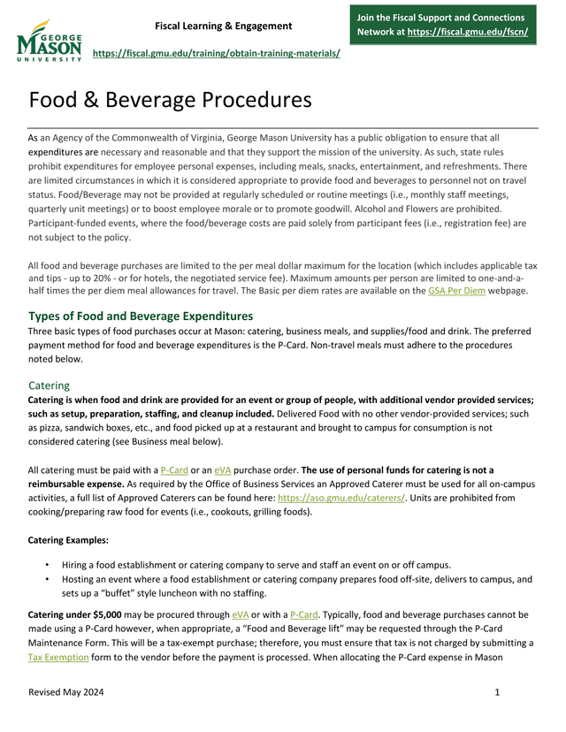 Food  Beverage Procedures screenshot