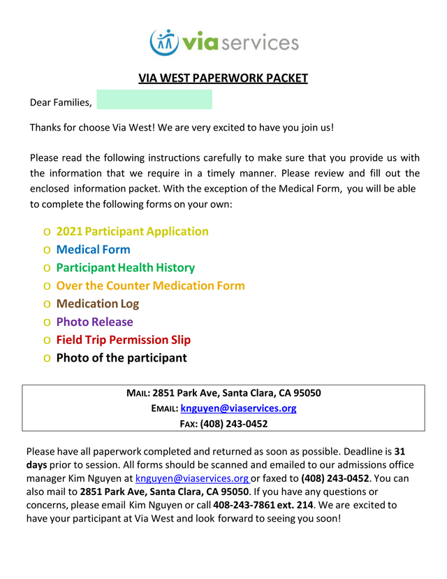 Via West Participant Application screenshot