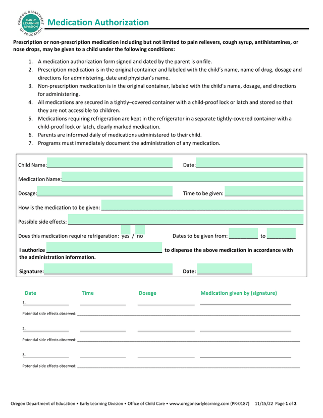 Medication Authorization screenshot