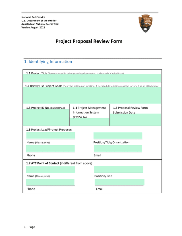 Project Proposal Review Form screenshot