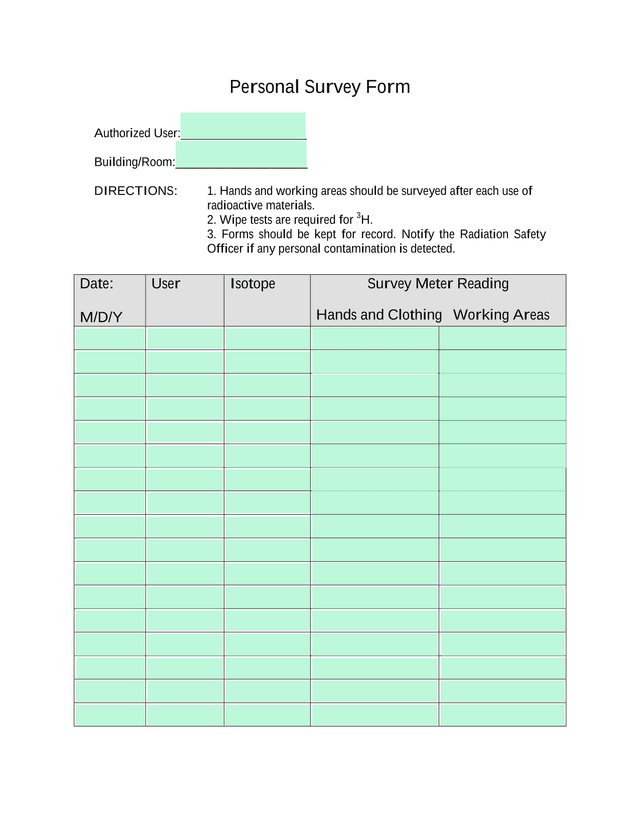 Personal Survey Form screenshot