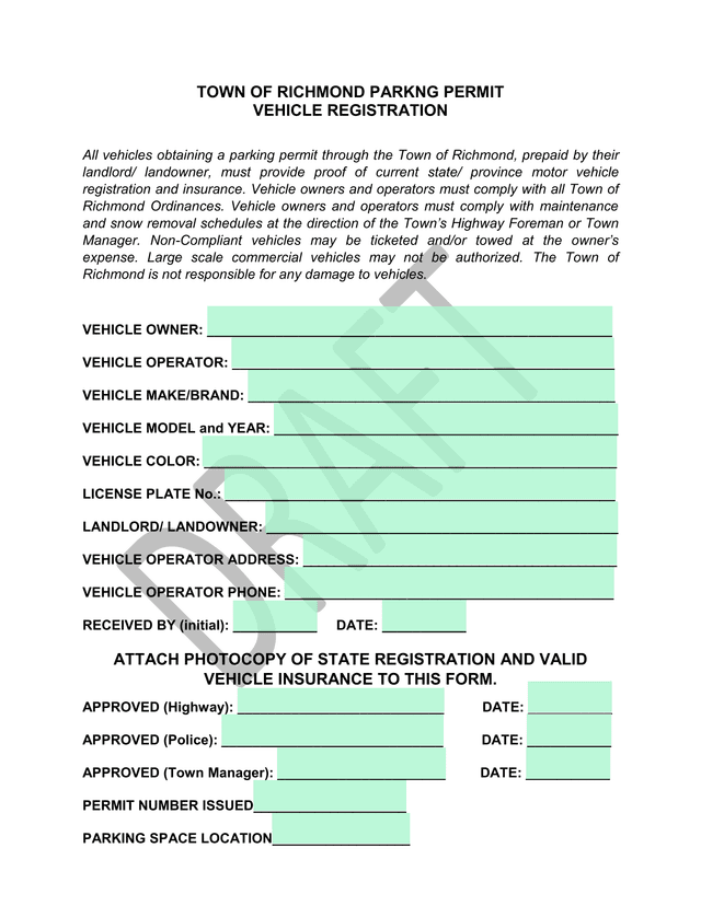 Town Of Richmond Parking Permit Vehicle Registration screenshot