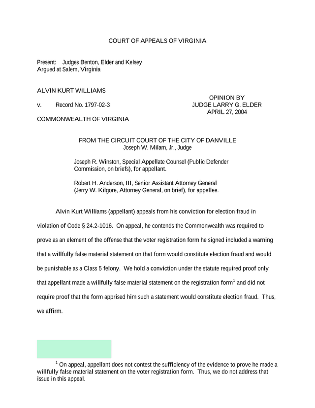 Court Of Appeals Of Virginia Opinion screenshot