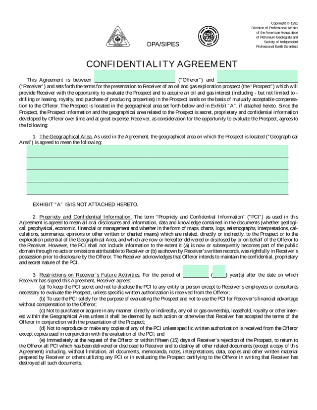 Confidentiality Agreement screenshot